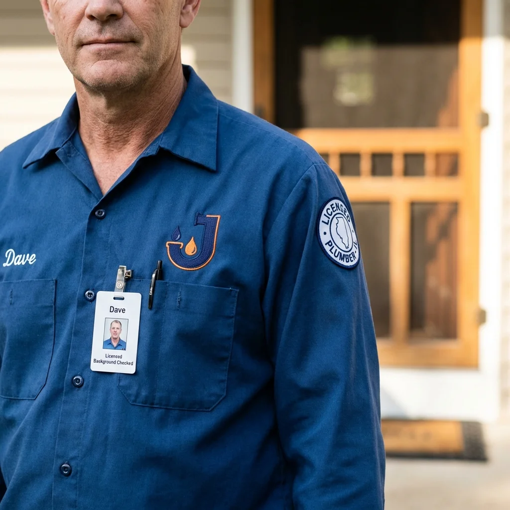 Licensed plumber showing ID badge in Floral City, FL