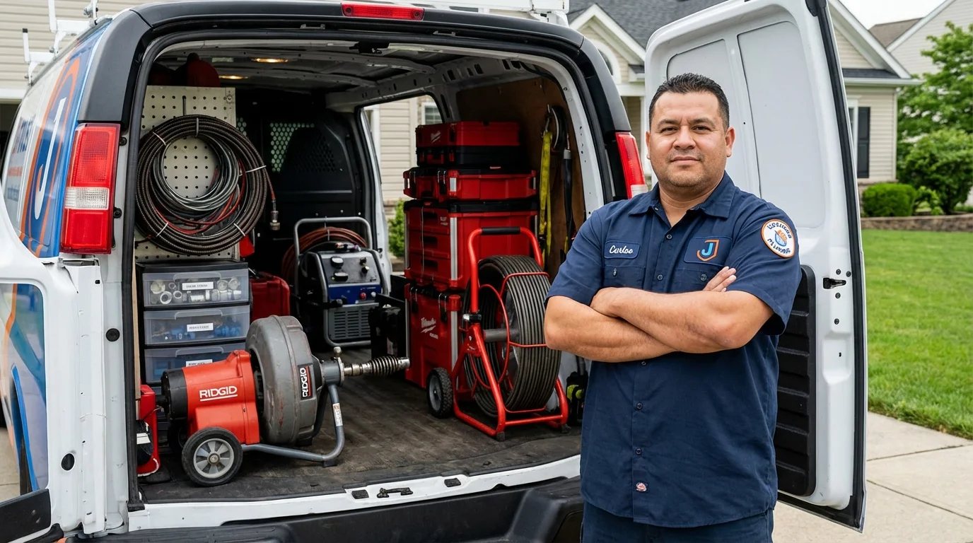 Professional drain cleaning equipment and Johns Plumbing LLC plumber in Floral City