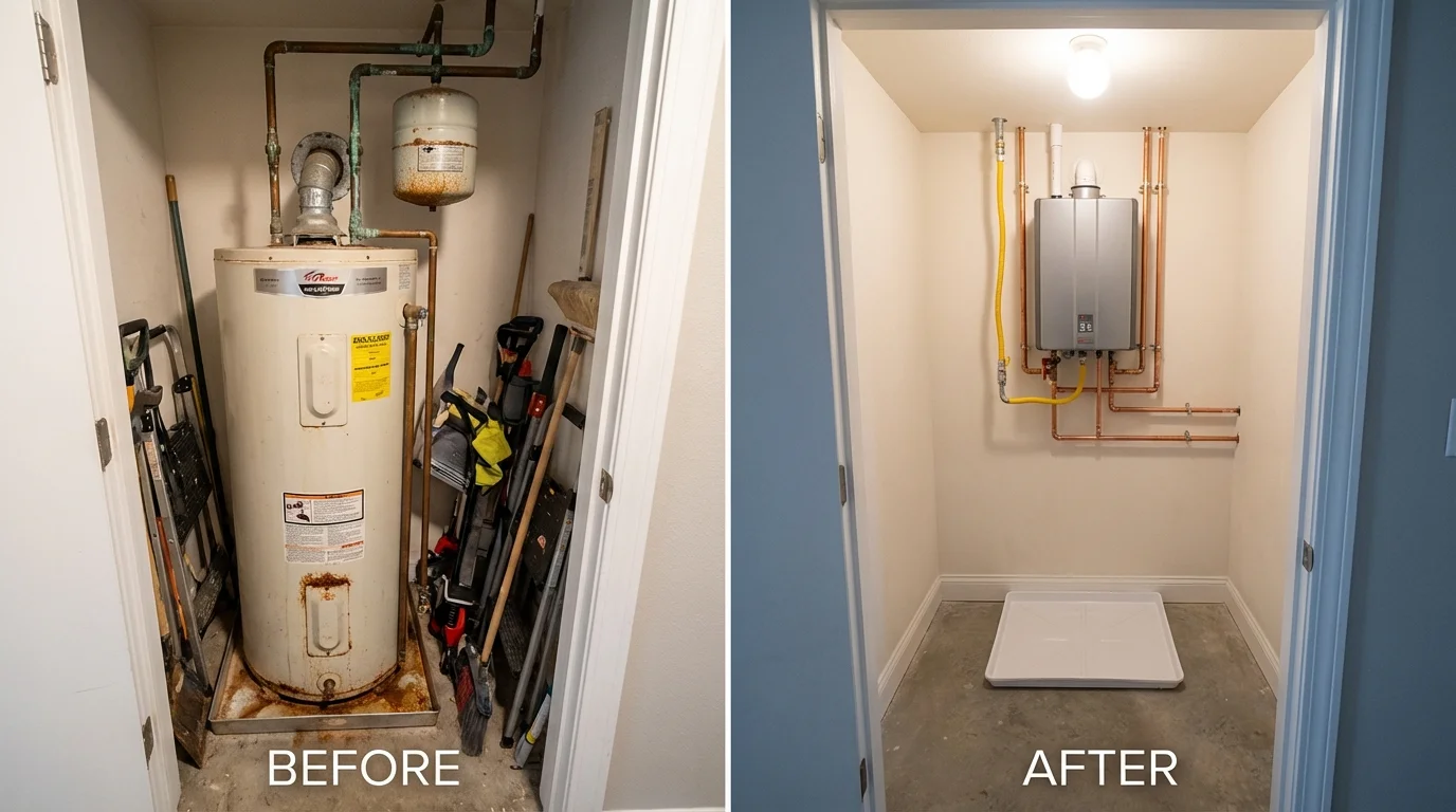 Tank water heater versus wall-mounted tankless unit comparison for Floral City, FL homeowners