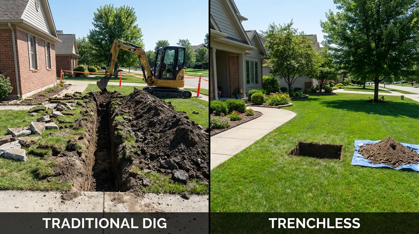 Trenchless sewer repair with minimal yard damage versus traditional excavation in Floral City, FL